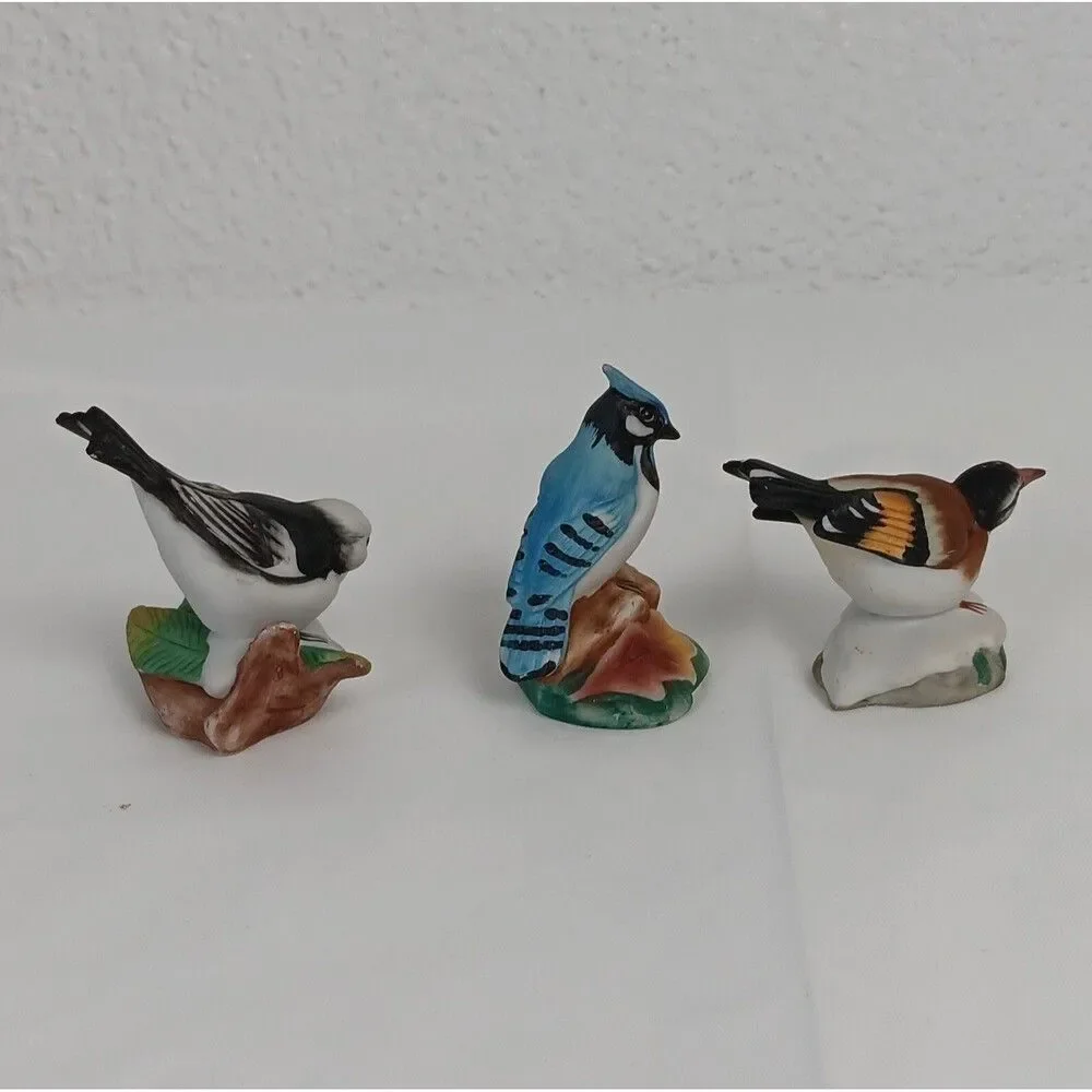 Franklin Mint Garden Bird World Snow Bunting Bluejay Goldfinch Lot Mini Figures